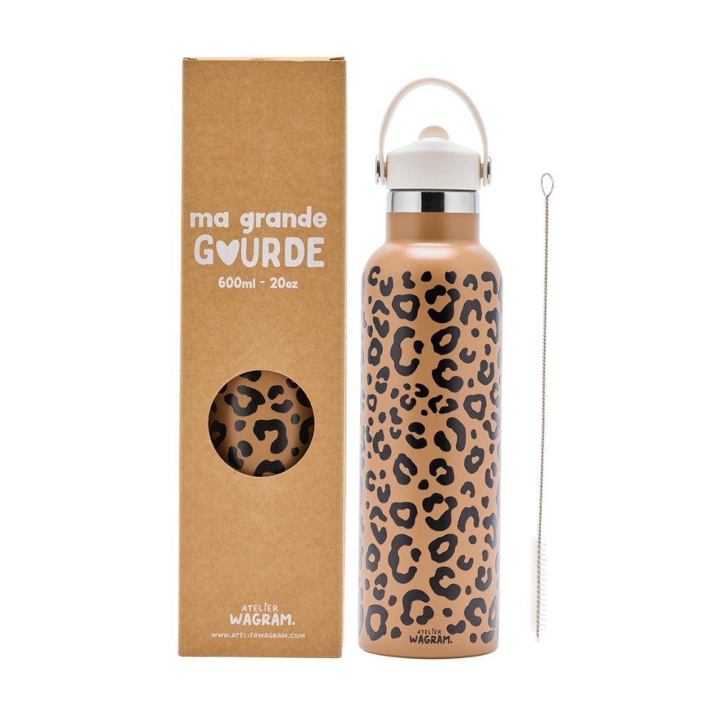 Gourde 600ml léopard marron vue 1 - Bernie Concept Store