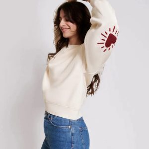 Sweat femme Coeur solaire - Crème