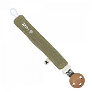 Attache tétine - Gaze vert olive