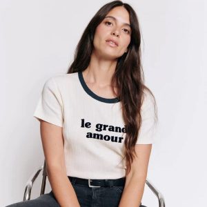 T-shirt femme"Le grand amour" - Crème