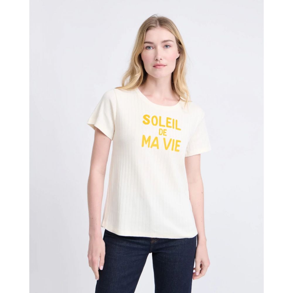 T-shirt femme "Soleil de ma vie" - Crème