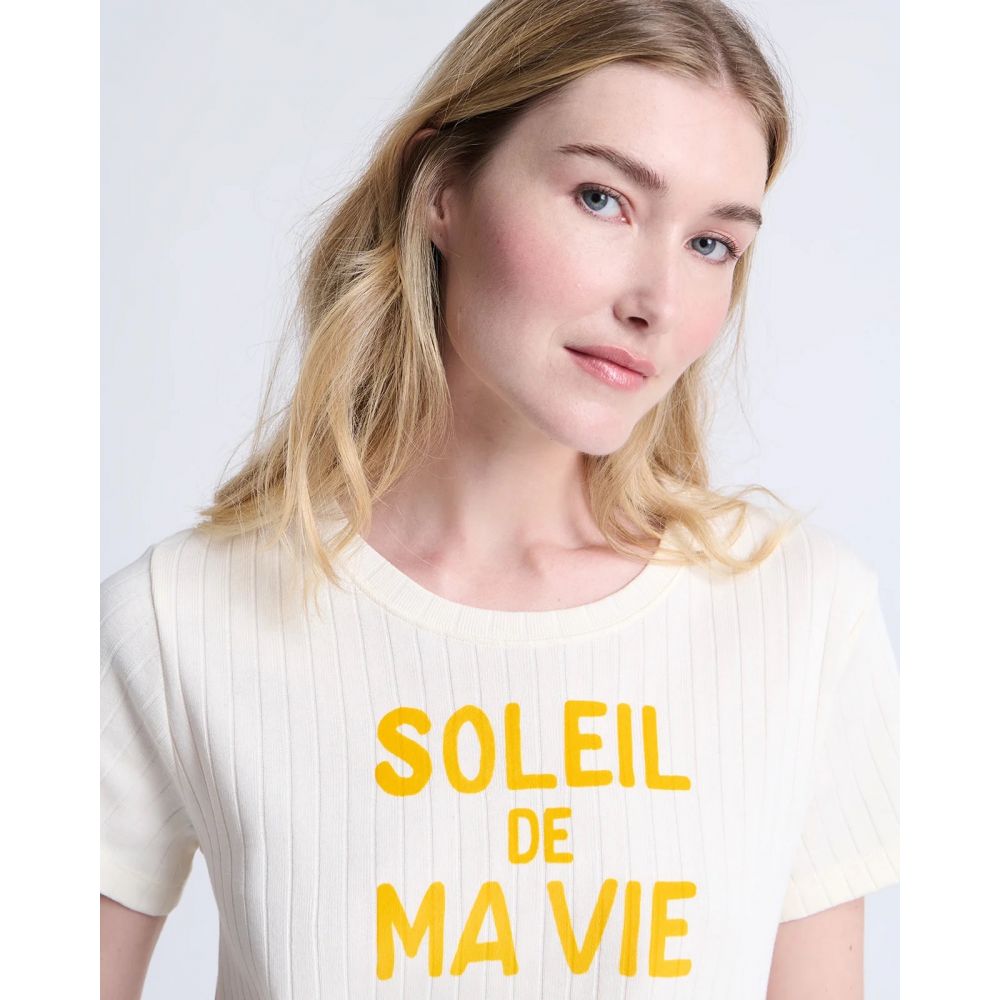 T-shirt femme "Soleil de ma vie" - Crème – Image 2