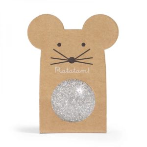 Balle rebondissante - Souris paillete argent