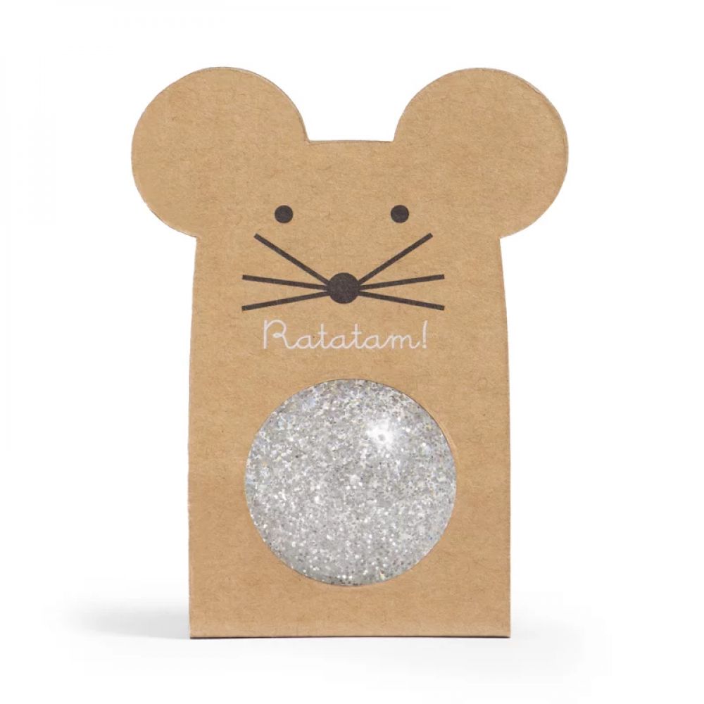 Balle rebondissante - Souris paillete argent