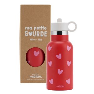 Gourde 350ml - Rouge coeurs roses