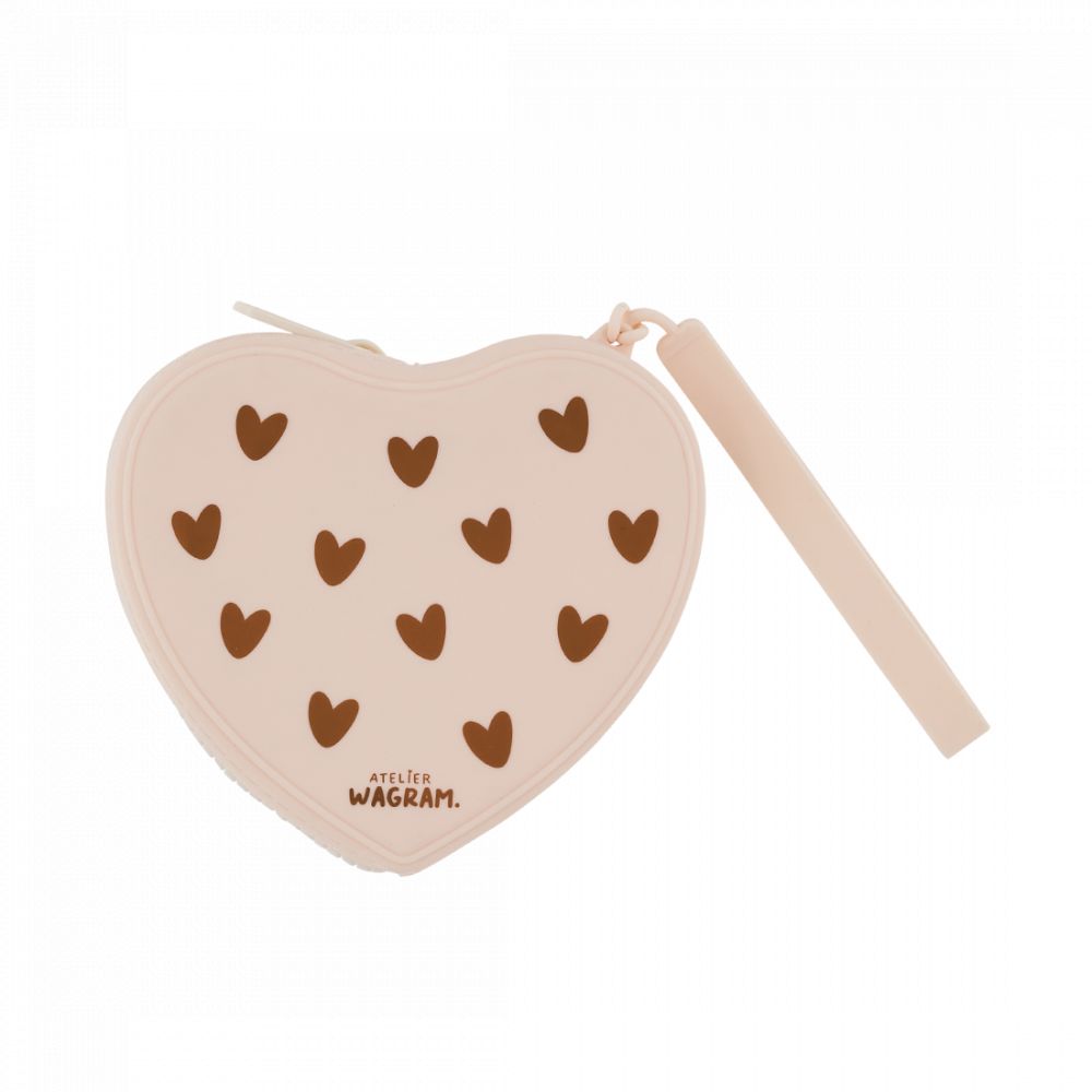 Pochette coeur en silicone - Crème