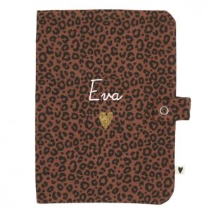 Protège carnet de sante - Gaze leopard marron