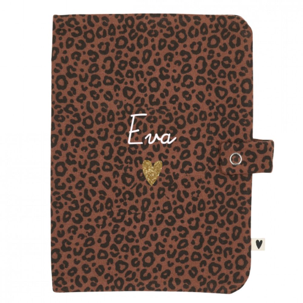 Protège carnet de sante - Gaze leopard marron
