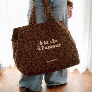 Cabas XXL Leopard fonce A la vie a l'amour