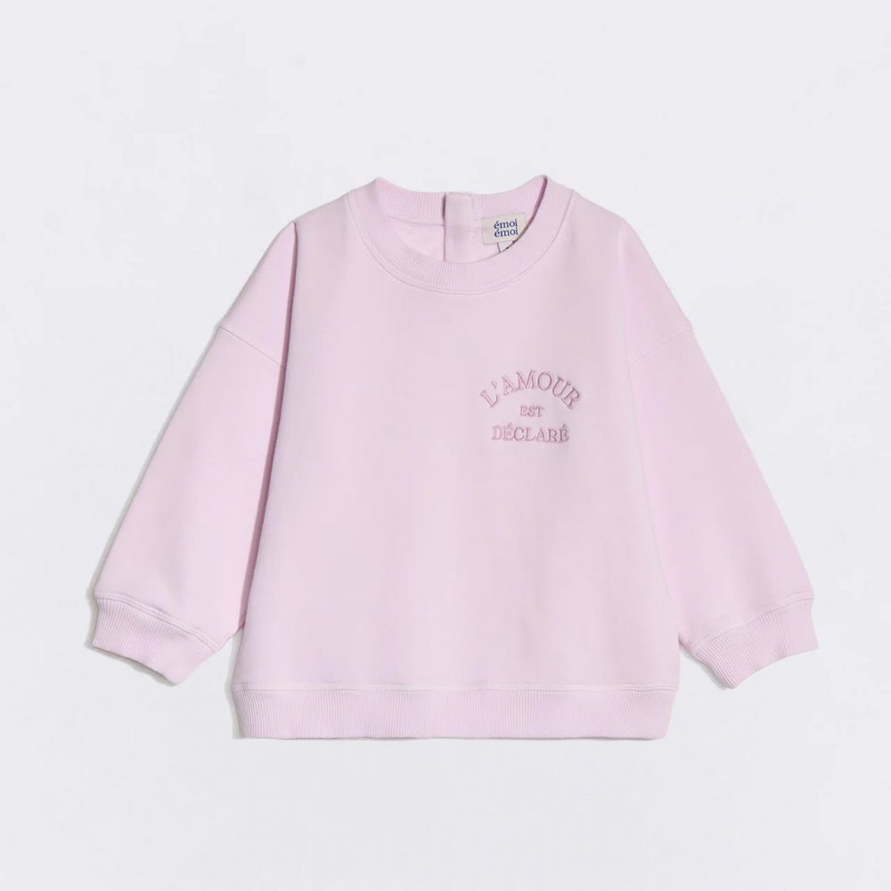 Sweat bébé "L'amour est déclaré"- Rose garment dye