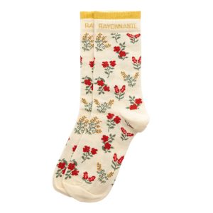 Chaussettes "Rayonnante" – Fleurs rouges