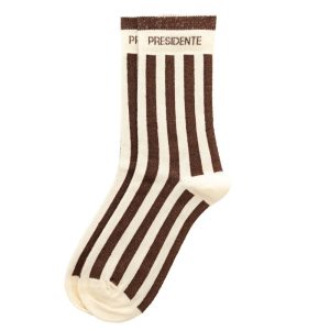 Chaussettes "Présidente" – Rayées écru/ chocolat