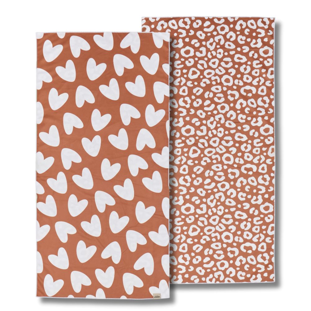 Serviette microfibre - Marron & blanc