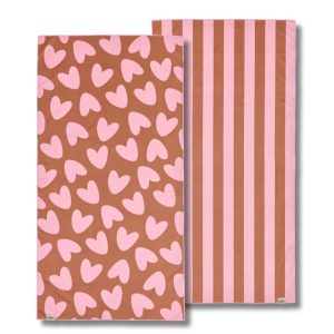 Serviette microfibre - Rose & marron