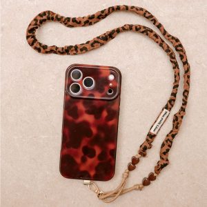 Sangle de téléphone Billie - Léopard Marron cordon Beige