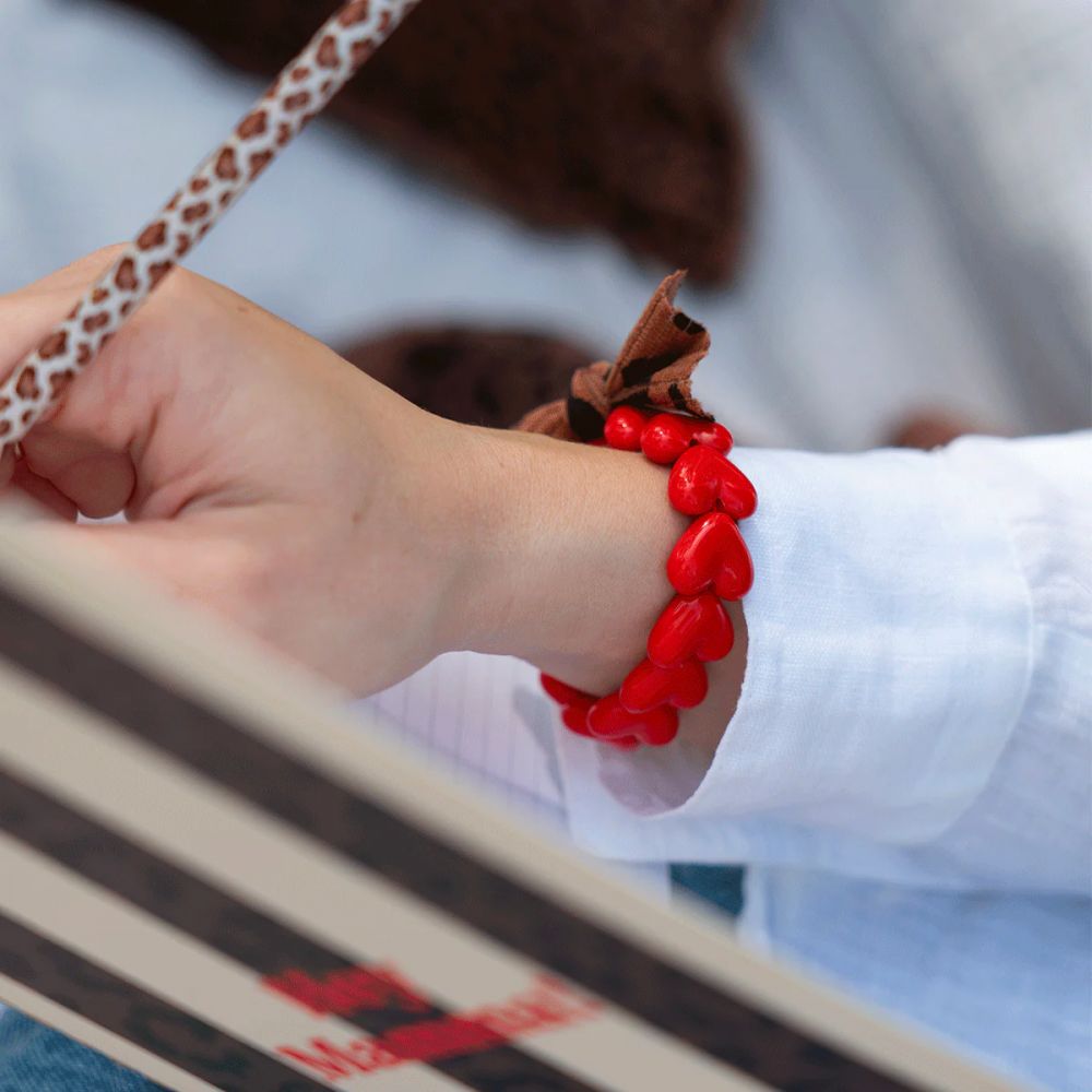 Bracelet Femme - Maxi Coeurs ROUGE & Noeud Léopard – Image 2