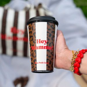 Mug à rayures léopard - "Hey Mamma"