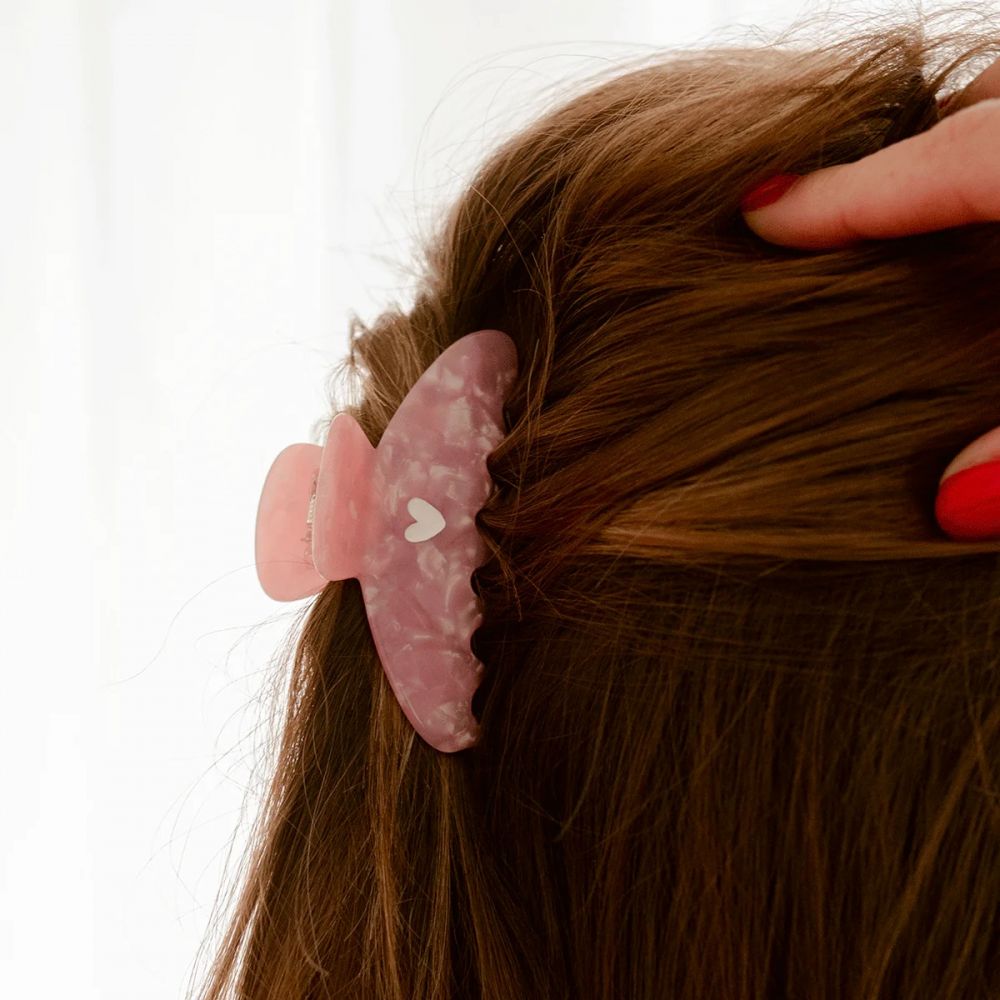 Pince a cheveux - petite - leopard avec coeur rose