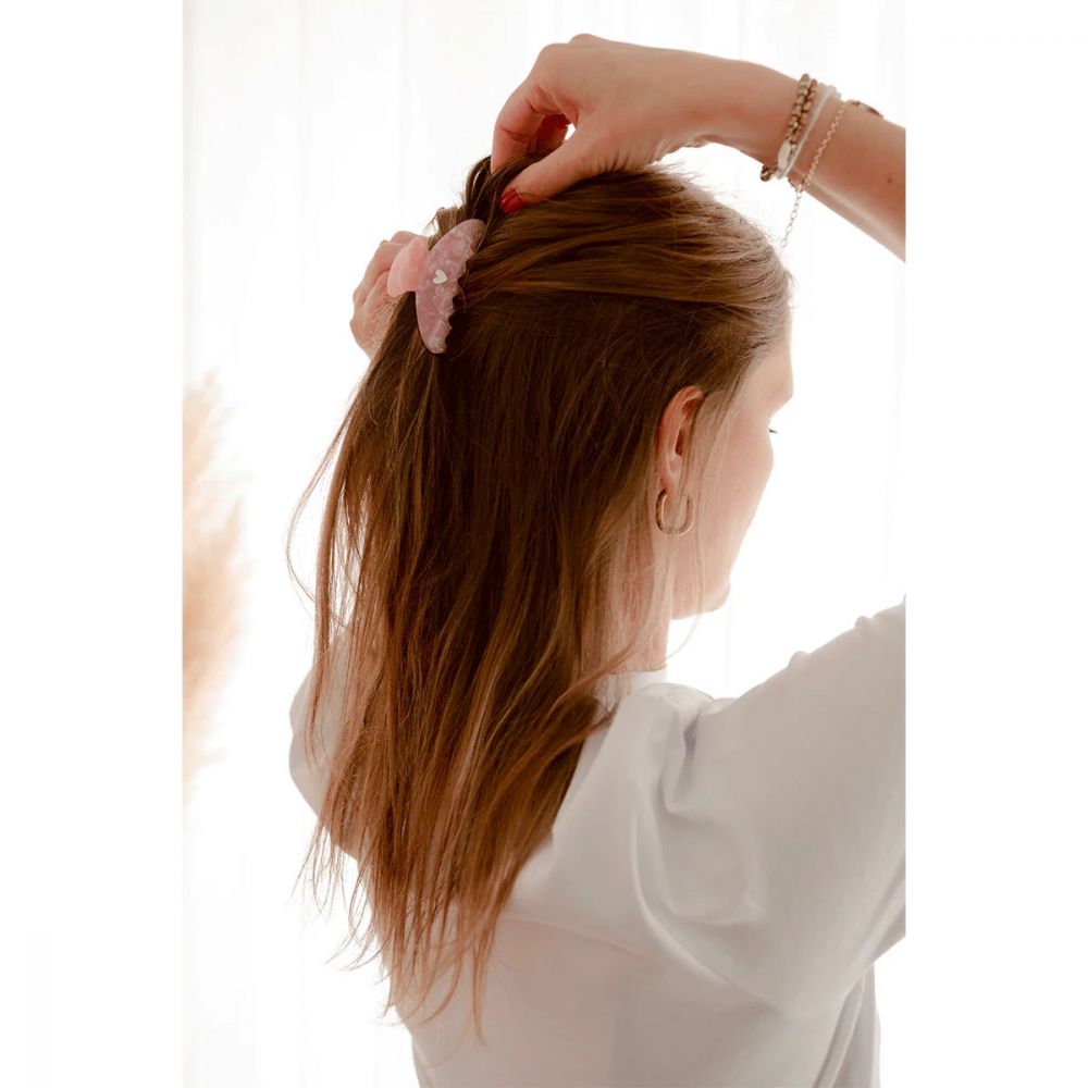 Pince a cheveux - petite - leopard avec coeur rose – Image 2