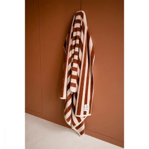 Serviette de bain rayures marrons et beiges