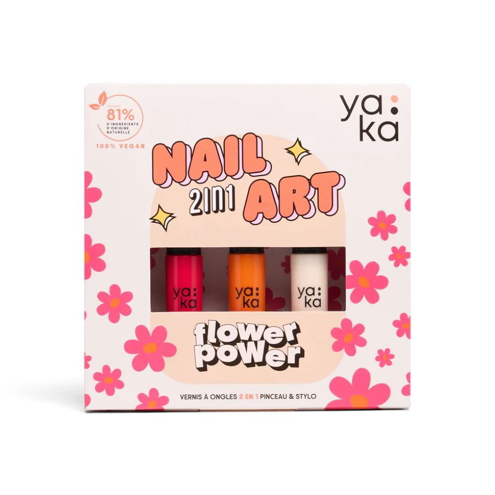 Kit vernis à ongles 2 en 1 nail art - flower power