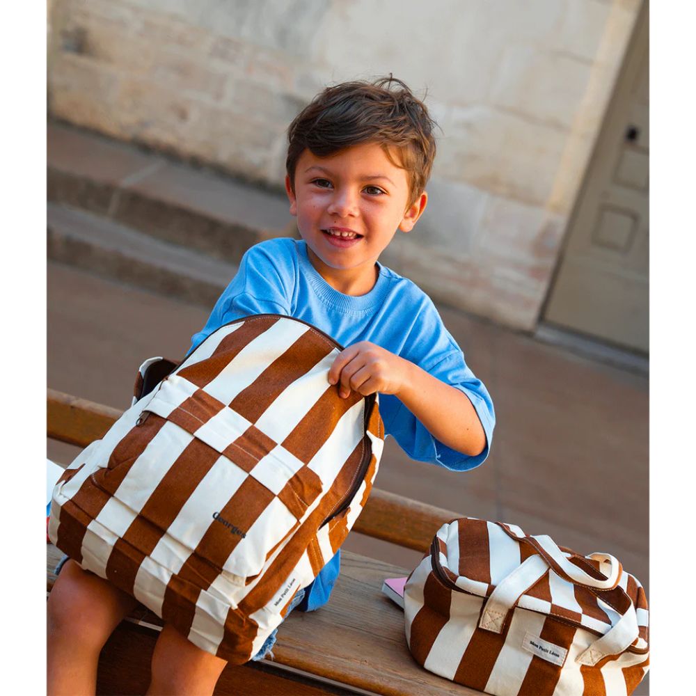 Sac à dos - Rayures Marron Beige – Image 2