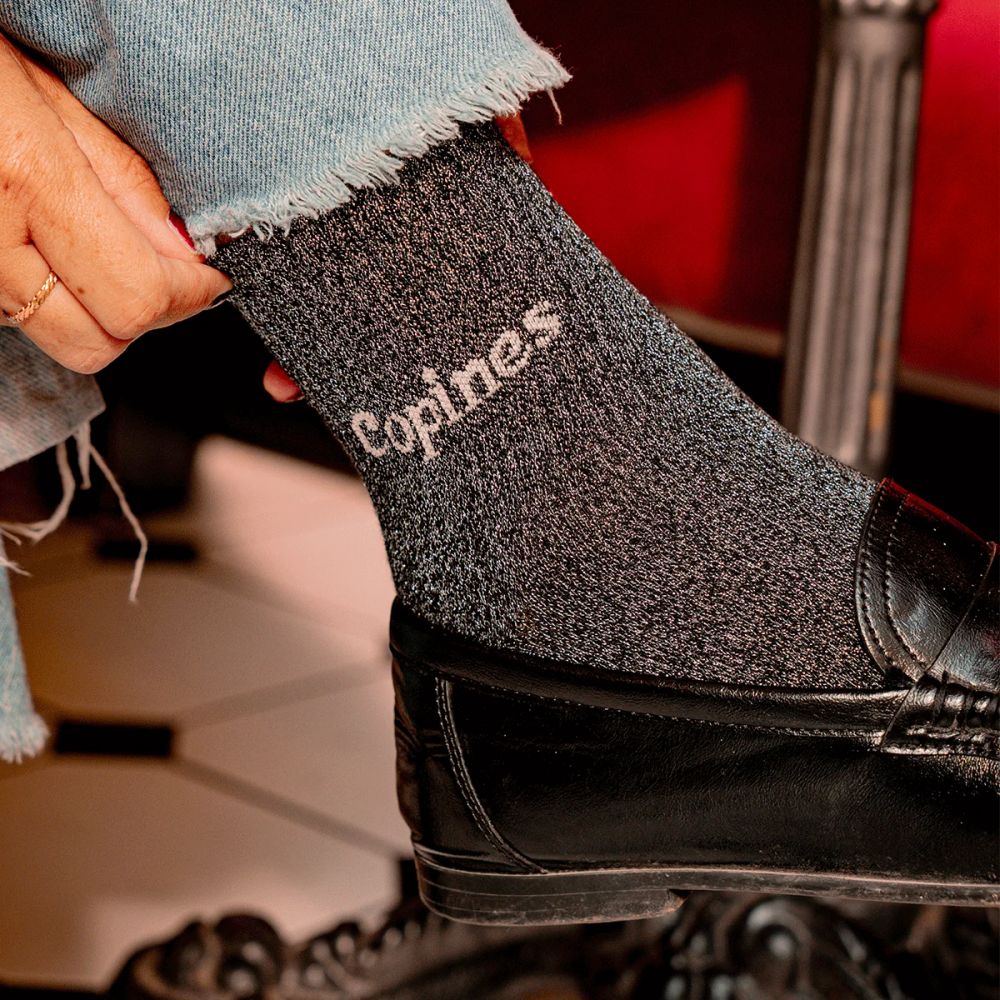 Chaussettes femme noir paillettes - Copines