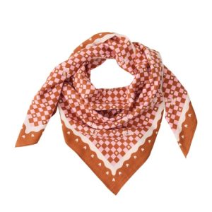 Foulard amour fou - Marron/Rose- 100 cm
