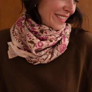 Grand foulard fleuri - Goa Pink