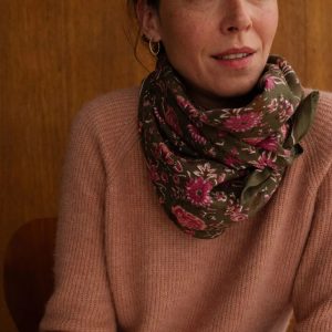 Grand foulard fleuri - Goa Khaki